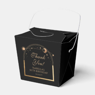Celestial Black Gold Sun Moon Stars 30th Birthday Favour Box