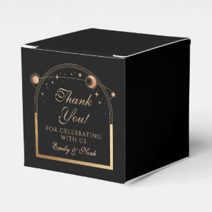 Celestial Black Gold Sun Moon Stars Wedding Favour Box