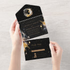 Celestial Black Gold Wedding All In One Invitation