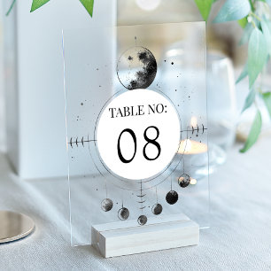 Celestial Black Moon Wedding Acrylic Table Number