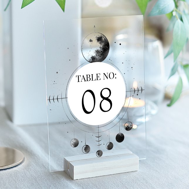 Celestial Black Moon Wedding Acrylic Table Number (Creator Uploaded)