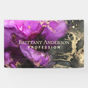 Celestial Black Purple Gold Abstract Business Banner
