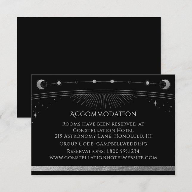 Celestial Black Silver Galaxy Accommodation Enclosure Card (Front/Back)
