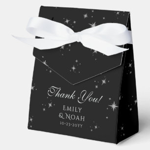 Celestial Black Silver Sun Moon Astronomy Wedding Favour Box