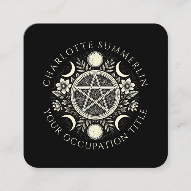 Celestial Black Square Business Card (Front)