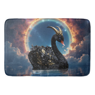 Celestial Black Swan Guardian of the Moonfire Veil Bath Mat