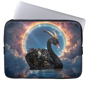 Celestial Black Swan Guardian of the Moonfire Veil Laptop Sleeve