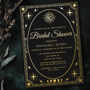Celestial Black Tarot Card Bridal Shower Invite