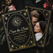 Celestial Black Tarot Wedding Photo Save the Date