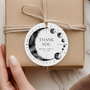 Celestial Black White Moon Phase Wedding Thank You Favour Tags