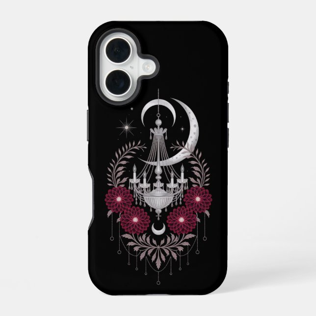 Celestial Bloom – Gothic Elegance in Moonlight iPhone 16 Case (Back)