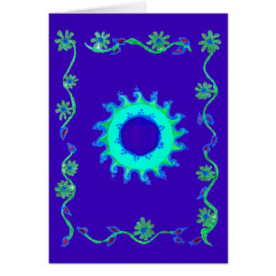 Celestial Bloom: Iridescent Blue Cyan Floral Motif