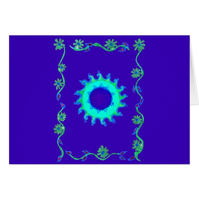 Celestial Bloom: Iridescent Blue Cyan Floral Motif (Front Horizontal)
