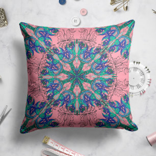Celestial Bloom Pillow in Pink