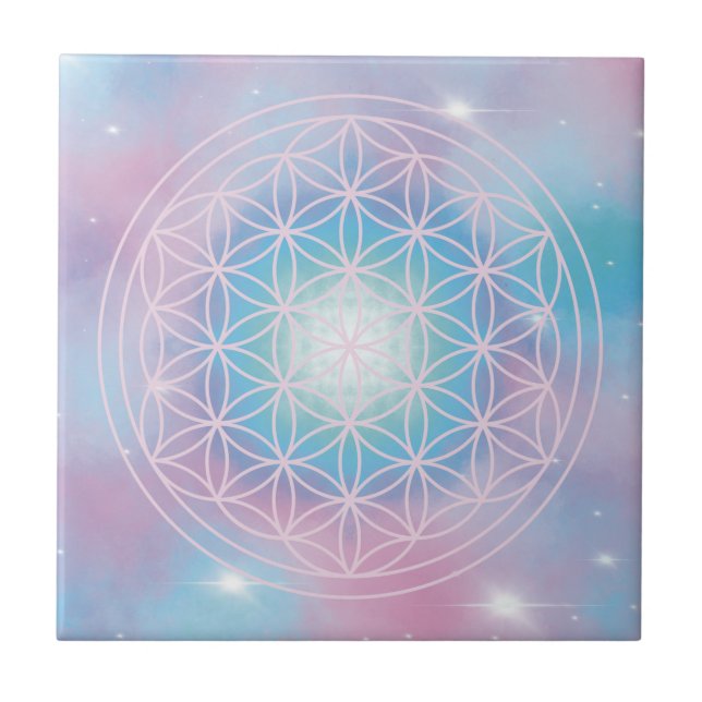 Celestial Bloom – Sacred Geometry Flower of Life Tile (Front)