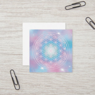 Celestial Bloom – Sacred Geometry Square Business Card