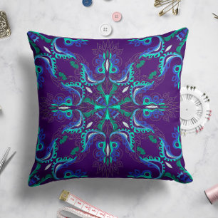 Celestial Bloom Star Pillow in Purple