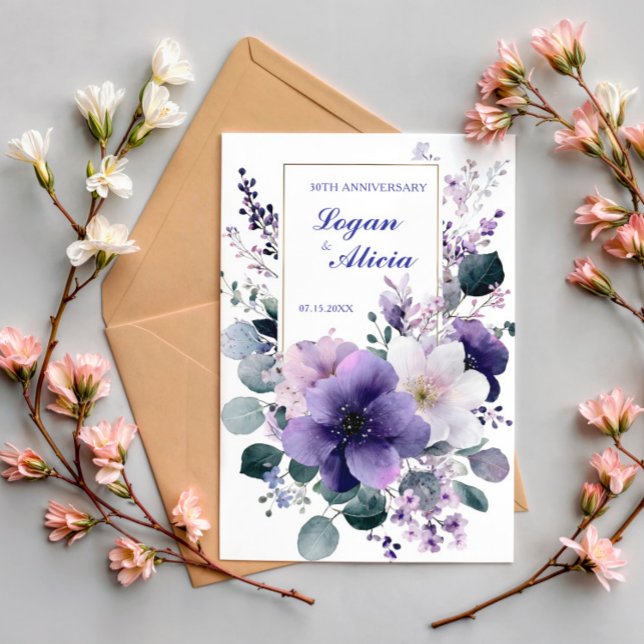 Celestial Bloom Violet and Gold Wedding Invitation (Creator Uploaded)