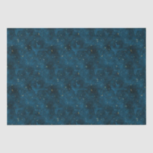 Celestial Blue and Gold Starry Night Crescent Moon Tissue Paper