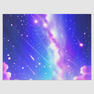 Celestial Blue and Pink Galaxy Birthday Gift Wrap Tissue Paper