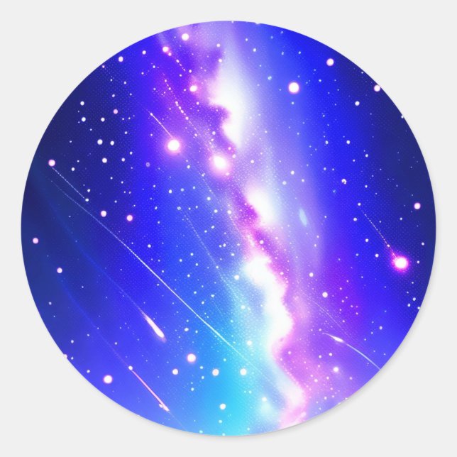 Celestial Blue and Pink Galaxy Classic Round Sticker (Front)