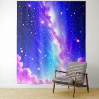 Celestial Blue and Pink Galaxy Wall Art