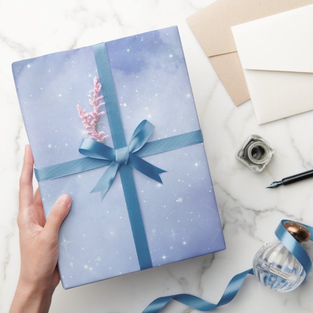 Celestial Blue Cloud Wine Bridal Shower Wrapping Paper (Gifting)