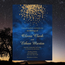 Celestial Blue Galaxy Gold Confetti Wedding