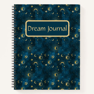 Celestial Blue & Gold Starry Night Dream Journal
