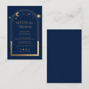 Celestial Blue Gold Sun Moon Stars Mystical Business Card
