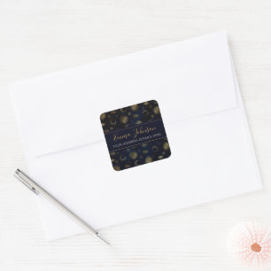 Celestial Blue Gold Sun Moon Stars Square Sticker