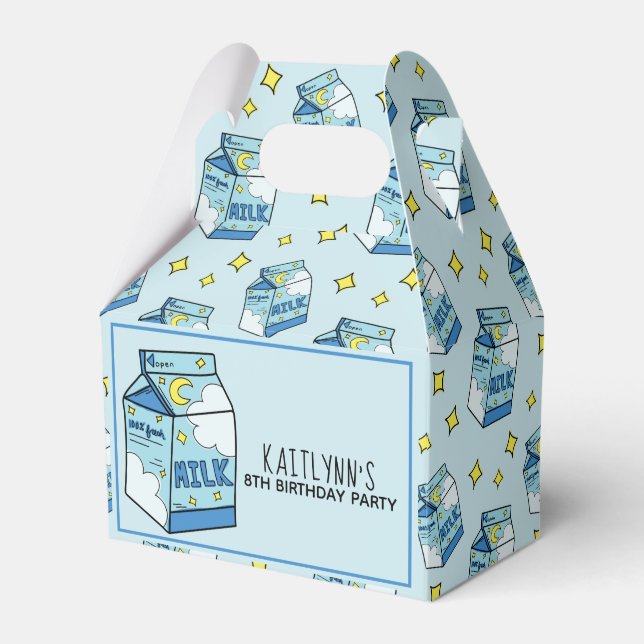 Celestial Blue Milk Carton Pattern Party Favour Box (Front Side)