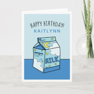Celestial Blue Milk Happy Birthday  Card