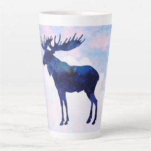 Celestial Blue Moose Silhouette  Latte Mug