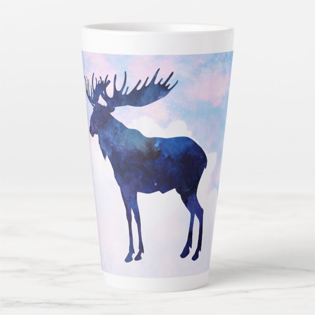 Celestial Blue Moose Silhouette  Latte Mug (Front)