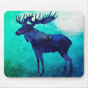 Celestial Blue Moose Silhouette Mouse Mat
