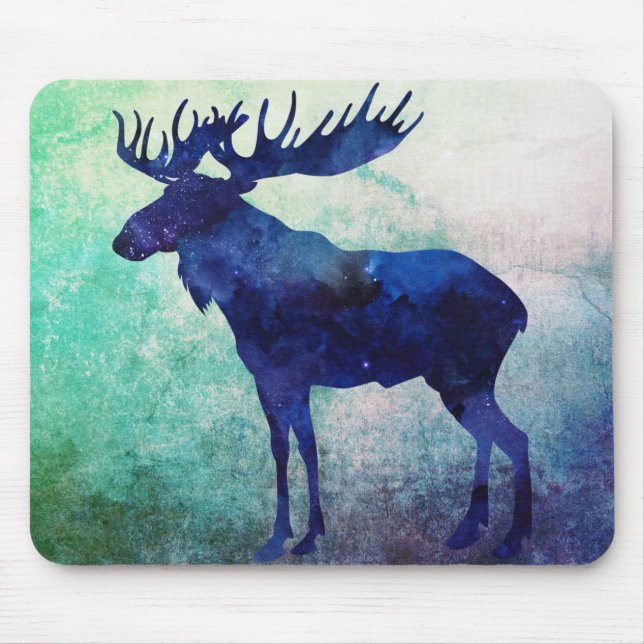 Celestial Blue Moose Silhouette Mouse Mat (Front)