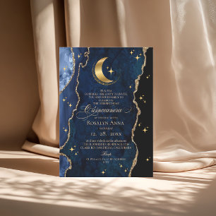  Celestial Blue Quinceanera Midnight Stars Moon  Invitation