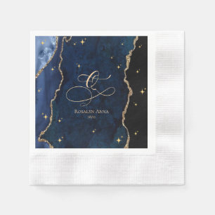 Celestial Blue Quinceanera Midnight Stars Moon Napkin