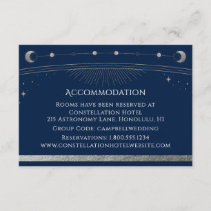 Celestial Blue Silver Sun Moon Stars Accommodation Enclosure Card
