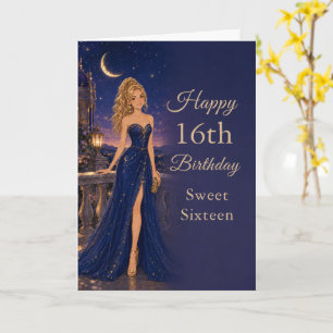 Celestial Blue Sweet Sixteen Birthday Card