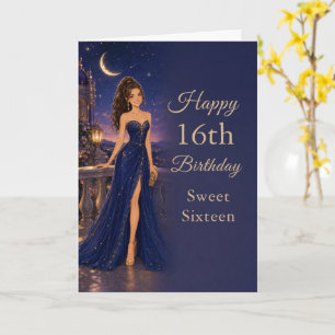 Celestial Blue Sweet Sixteen Birthday Card