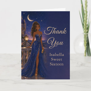 Celestial Blue Sweet Sixteen Thank You Card