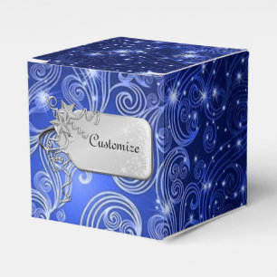 Celestial Blue Swirls & Stars Cube Favour Box