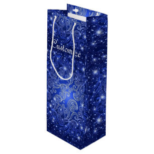 Celestial Blue Swirls & Stars Wine Gift Bag