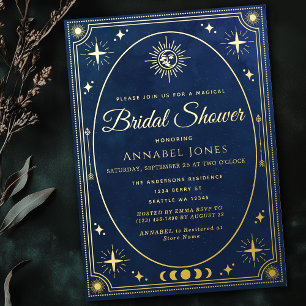 Celestial Blue Tarot Card Bridal Shower Invitation
