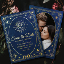 Celestial Blue Tarot Wedding Photo Save the Date