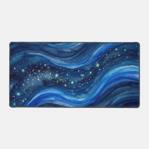 Celestial Blue Waves Artistic Desk Mat
