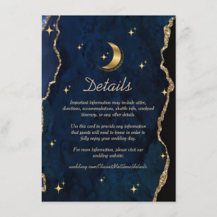 Celestial Blue Wedding Midnight Stars Moon Enclosure Card