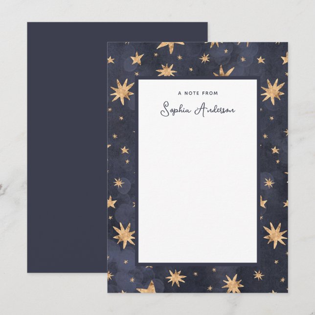 Celestial Blue with Faux Gold Stars Card (Front/Back)